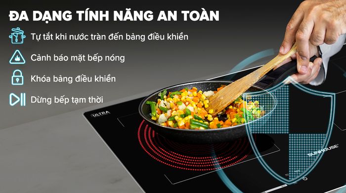 Tính năng an toàn - Bếp từ hồng ngoại lắp âm Sunhouse SHB81051-VMD