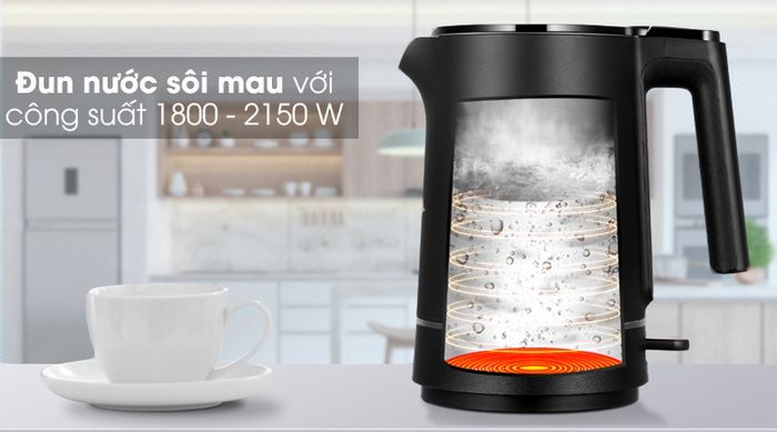 Bình đun siêu tốc Toshiba 1.5 lít KT-15DS1NV - Công suất 1800 - 2150 W