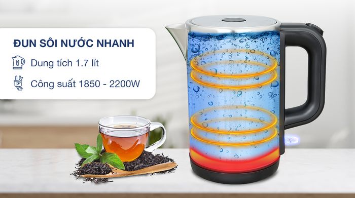 Bình đun siêu tốc Panasonic 1.7 lít NC-K301SRA - Dung tích, công suất