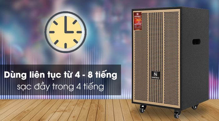 Loa kéo Karaoke Nanomax S-900 420W - Thời gian sử dụng loa kéo Nanomax kéo dài từ 4 - 8 tiếng