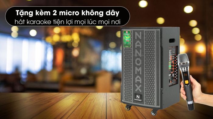 Loa kéo karaoke Nanomax S-820 400W - Tặng kèm 2 micro không dây