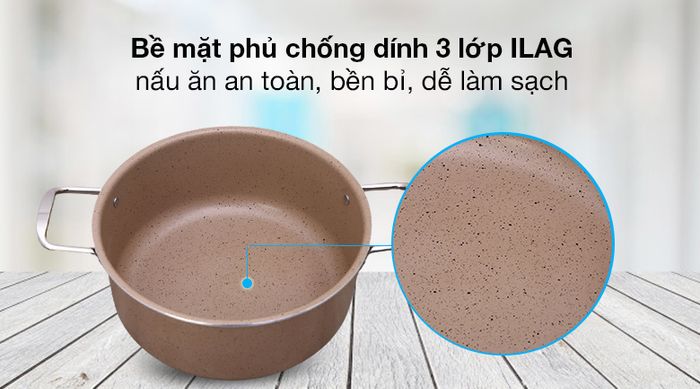 Chống dính - Nồi nhôm chống dính nắp kính 24cm Hommy NE009-24