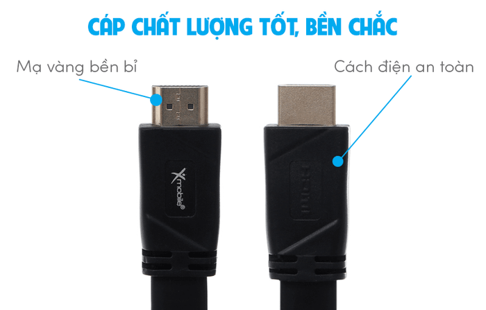 Cáp HDMI 2.0 Dẹt 2m Xmobile DS135-2TB Đen