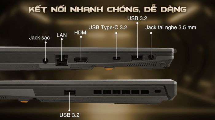 Asus TUF Gaming F16 FX607VJ Core 5 210H (RL034W) - Cổng kết nối