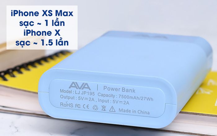 Có dung lượng pin 7.500 mAh - Pin sạc dự phòng 7.500mAh AVA LJ JP195
