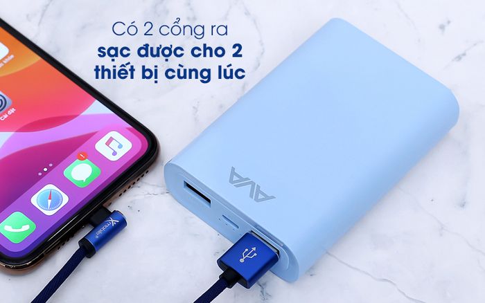 Sạc được cho cả 2 thiết bị cùng lúc - Pin sạc dự phòng 7.500mAh AVA LJ JP195