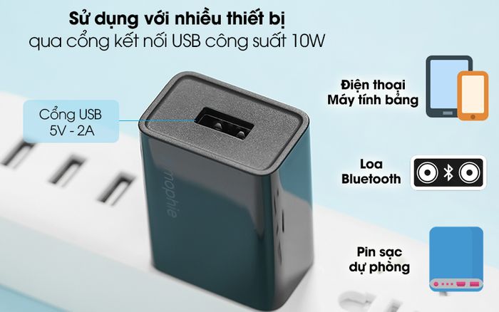Adapter sạc 10W Mophie - 1 cổng sạc USB