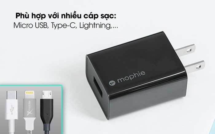 Adapter sạc 10W Mophie - Dễ dàng trong việc lựa chọn cáp sạc