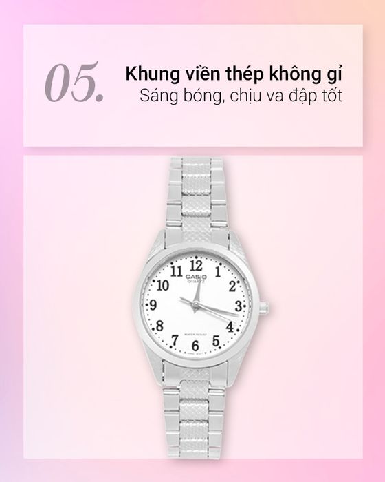 Đồng hồ nữ Casio LTP-1274D-7BDF có khung viền thép không gỉ bền bỉ