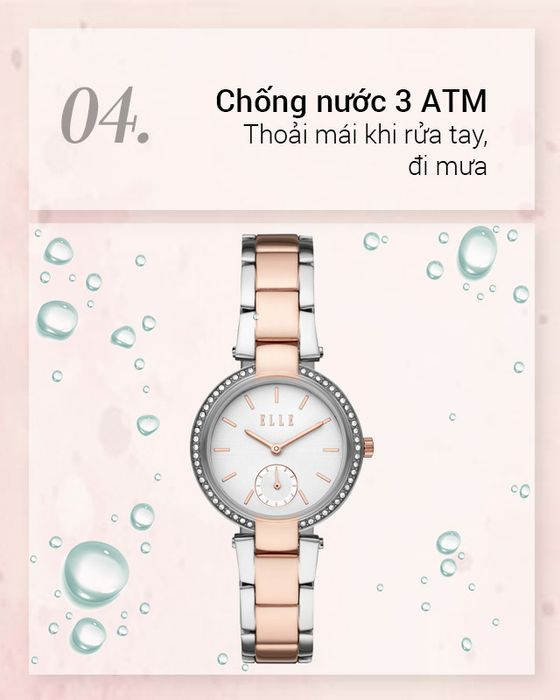 Đồng hồ nữ ELLE ELL25019 an toàn khi rửa tay, đi mưa nhỏ