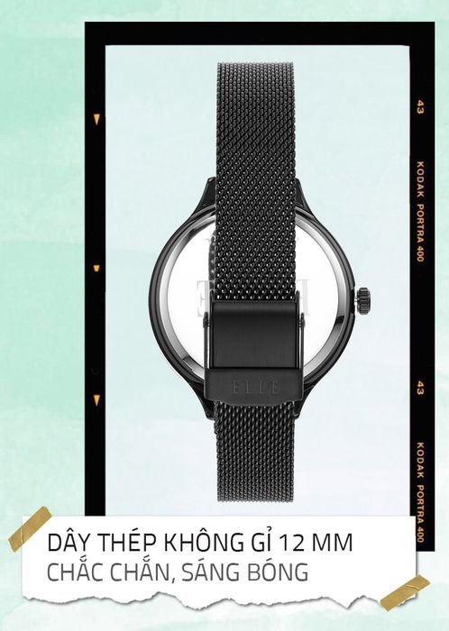 Đồng hồ nữ ELLE ELL25051 có dây đeo thép không gỉ sáng bóng