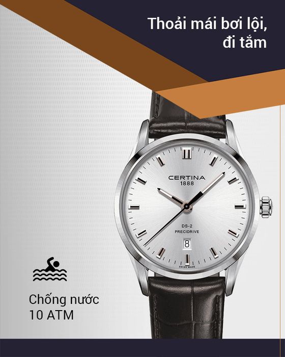 Đồng hồ nam Certina C024.410.16.031.21 có hệ số chống nước 10 ATM