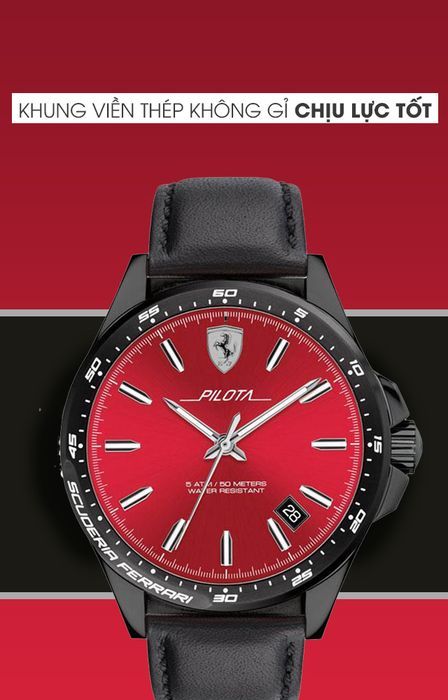 Đồng hồ Nam Ferrari 0830525 sử dụng khung viền thép không gỉ cứng cáp