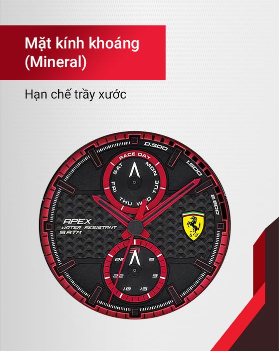 Đồng hồ Nam Ferrari 0830639 có mặt kính khoáng hạn chế trầy xước