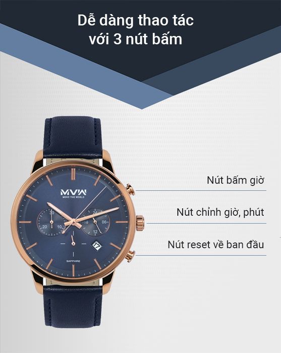 Đồng hồ Nam MVW ML064-01 trang bị nhiều tiện ích