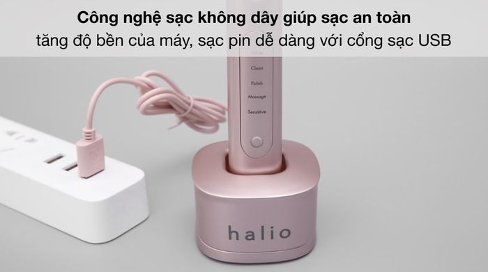 Bàn Chải Điện Halio Sonic Whitening Toothbrush PRO Rose Gold - Sạc không dây