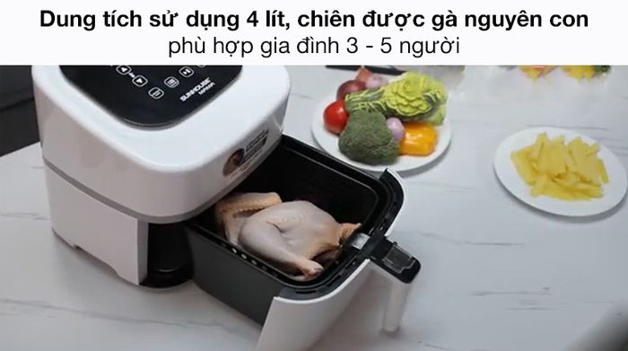 Nồi chiên không dầu Sunhouse SHD4086W - Dung tích sử dụng
