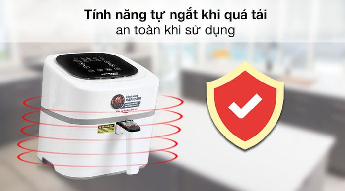 Nồi chiên không dầu Sunhouse SHD4086W - Tính năng an toàn