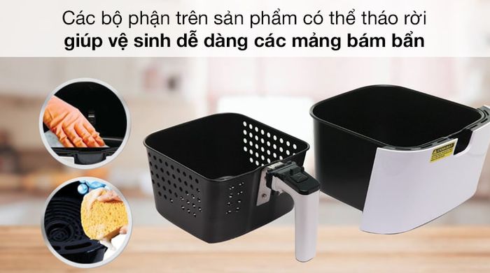Nồi chiên không dầu Sunhouse SHD4086W - Các bộ phận