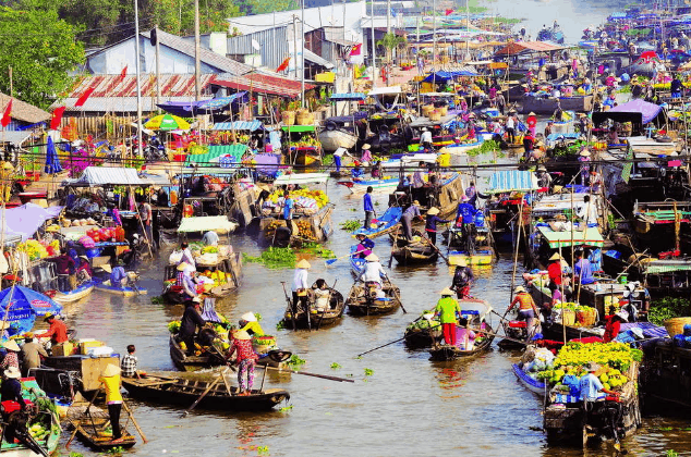 Bustling with traders and sellers (collected)