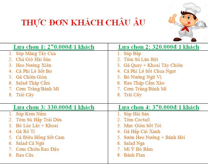 Thực đơn độc đáo cho du khách châu Âu