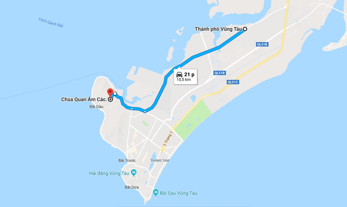 Bản đồ hướng dẫn đường tới chùa Quan Âm Các