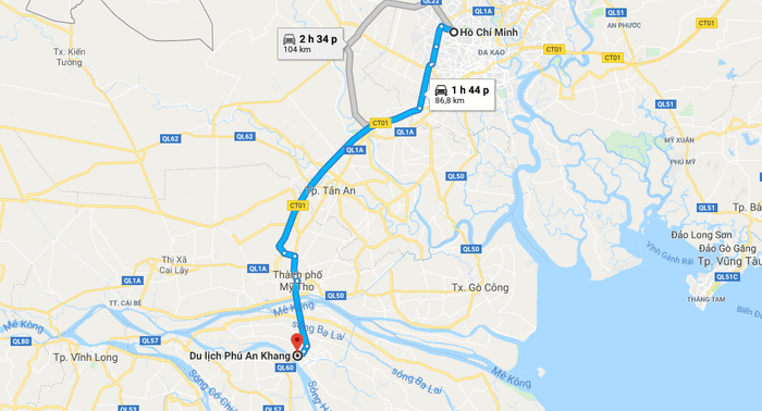 Hướng dẫn đường đi tới khu du lịch Phú An Khang