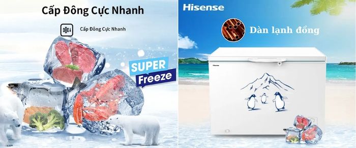 Hisense FC380D4EWC1 trang bị dàn lạnh đồng, cấp đông cực sâu -30°C