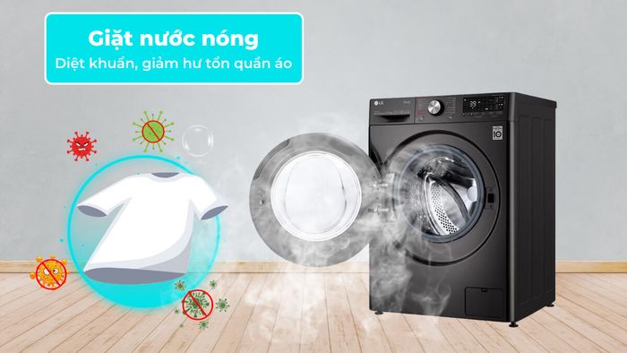 Chế độ giặt nước nóng đánh bay vết bẩn cứng đầu