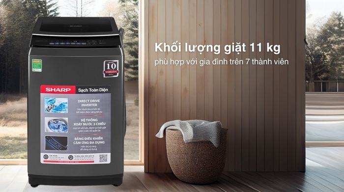 Máy giặt Sharp Inverter 11 kg ES-TM110CD-DS - Khối lượng giặt và chương trình