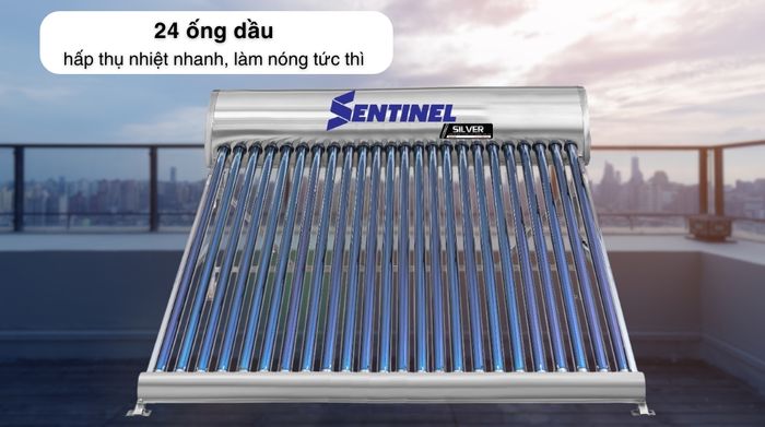 Máy nước nóng năng lượng mặt trời Sơn Hà 240 lít Sentinel Silver 58-240T - Ống dầu