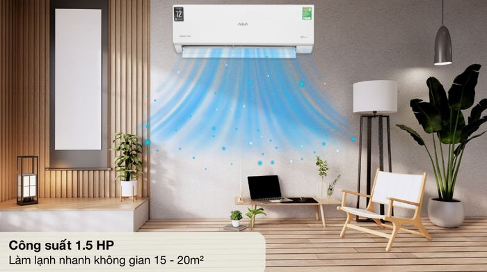 Máy lạnh AQUA Inverter 1.5 HP AQA-RUV13RB3 - Diện tích phòng