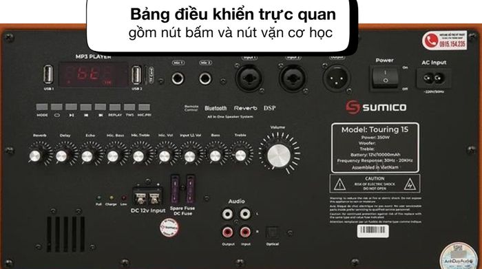 Bảng điều khiển - Loa kéo Sumico Touring 15 350W