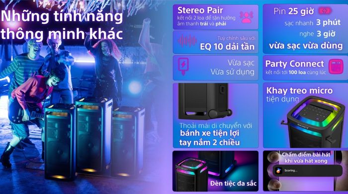 Loa kéo karaoke Sony ULT Tower 9 SRS-ULT900/CSP6 800W - Tiện ích