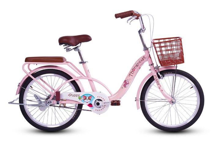 Xe đạp trẻ em nữ Thống Nhất Puppy 20 inch Hồng