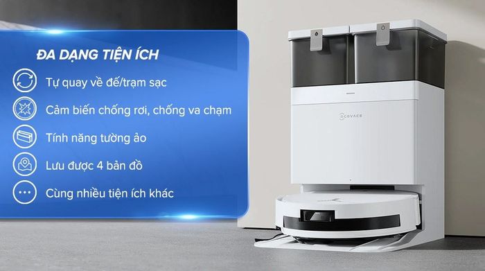 Robot hút bụi lau nhà Ecovacs X8 PRO OMNI Trắng - Tiện ích