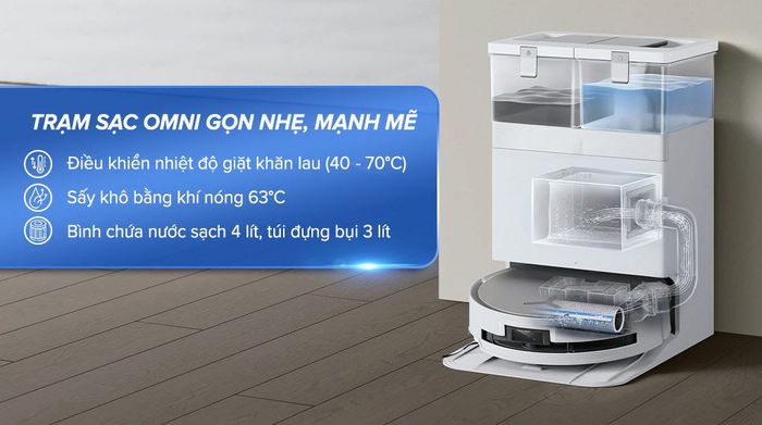 Robot hút bụi lau nhà Ecovacs X8 PRO OMNI Trắng - Trạm sạc OMNI