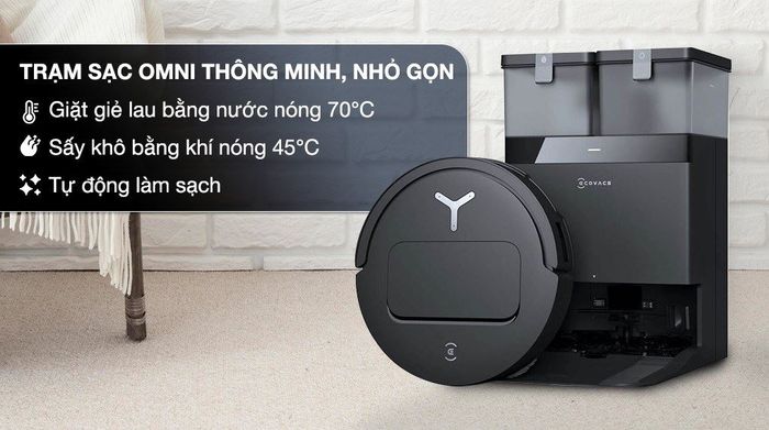 Robot hút bụi lau nhà Ecovacs Deebot T50 Pro OMNI - Đen - Trạm sạc OMNI