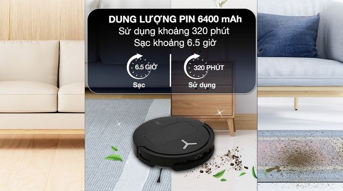 Robot hút bụi lau nhà Ecovacs Deebot T50 Pro OMNI - Đen - Thời gian sạc và sử dụng