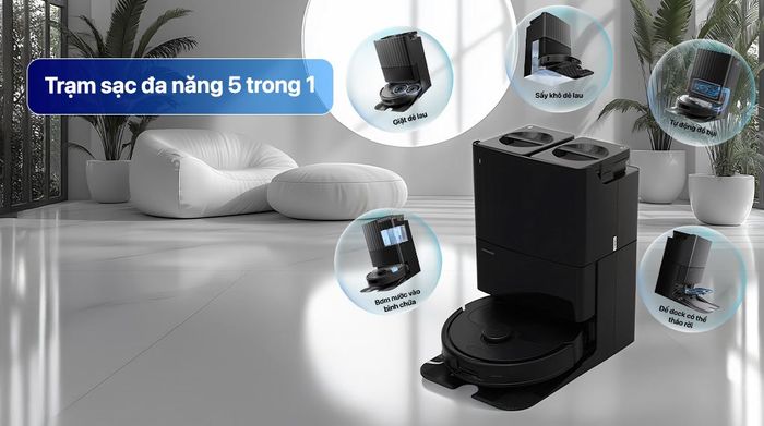 Robot hút bụi lau nhà Roborock QR 798 - Đen - Trạm sạc đa năng
