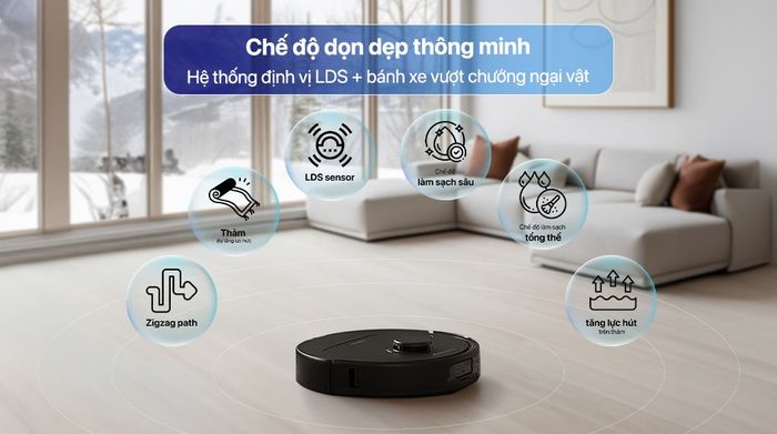 Robot hút bụi lau nhà Roborock QR 798 - Đen - Đa dạng chế độ hút thông minh