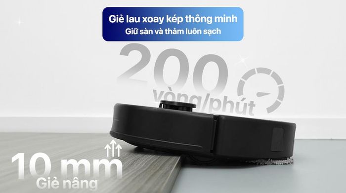 Robot hút bụi lau nhà Roborock QR 798 - Đen - Giẻ lau xoay kép