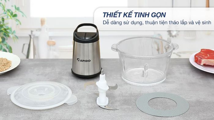 Dễ tháo lắp - Máy xay thịt đa năng Rapido RMC-300 2 lít