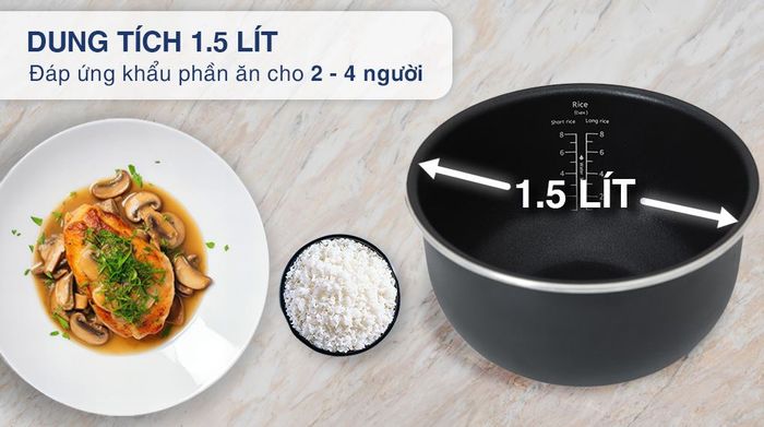 Nồi cơm cao tần Kangaroo 1.5 lít KG15RIH1 - Dung tích