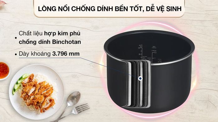 Nồi cơm điện tử Toshiba 1.8 lít RC-18DR4TVN(W) - Chất liệu