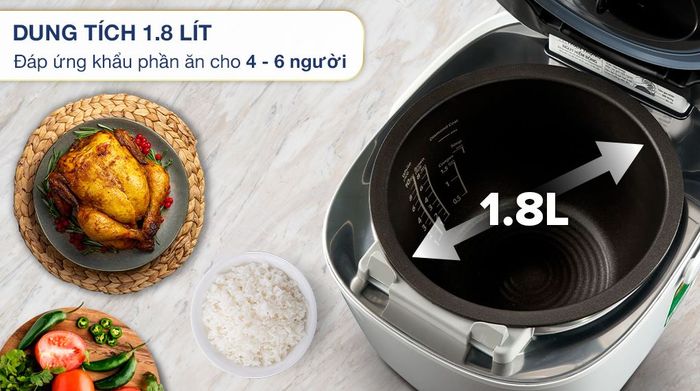 Nồi cơm áp suất cao tần Toshiba 1.8 lít RC-18VXWVN(W) - Dung tích