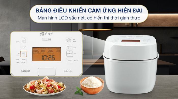 Nồi cơm áp suất cao tần Toshiba 1.8 lít RC-18VXWVN(W) - Bảng điều khiển