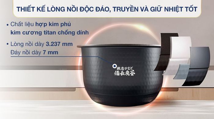 Nồi cơm áp suất cao tần Toshiba 1.8 lít RC-18VXWVN(W) - Lòng nồi