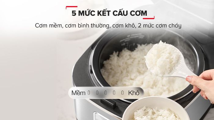 5 mức kết cấu cơm - Nồi cơm cao tần Tefal Rice Master Max 1.8 lít RK819868