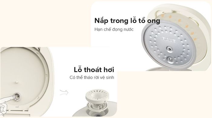 Thiết kế nắp trong - Nồi cơm điện tử Bear 1 lít RC-4H30U